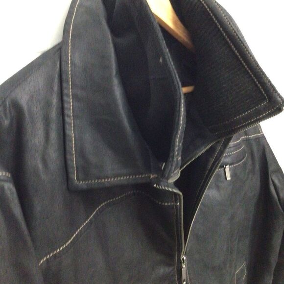 CRUZE men black genuine leather jacket mid season classic plus size 2XL - Picture 2 of 16